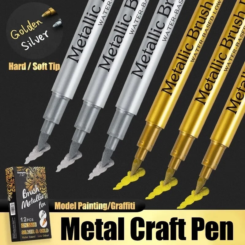 

1/2/3Pcs Gold Silver Metallic Pen Waterproof Permanent Marker DIY Epoxy Resin Mold Craft Marker Pen Artist Brush Marker Pens