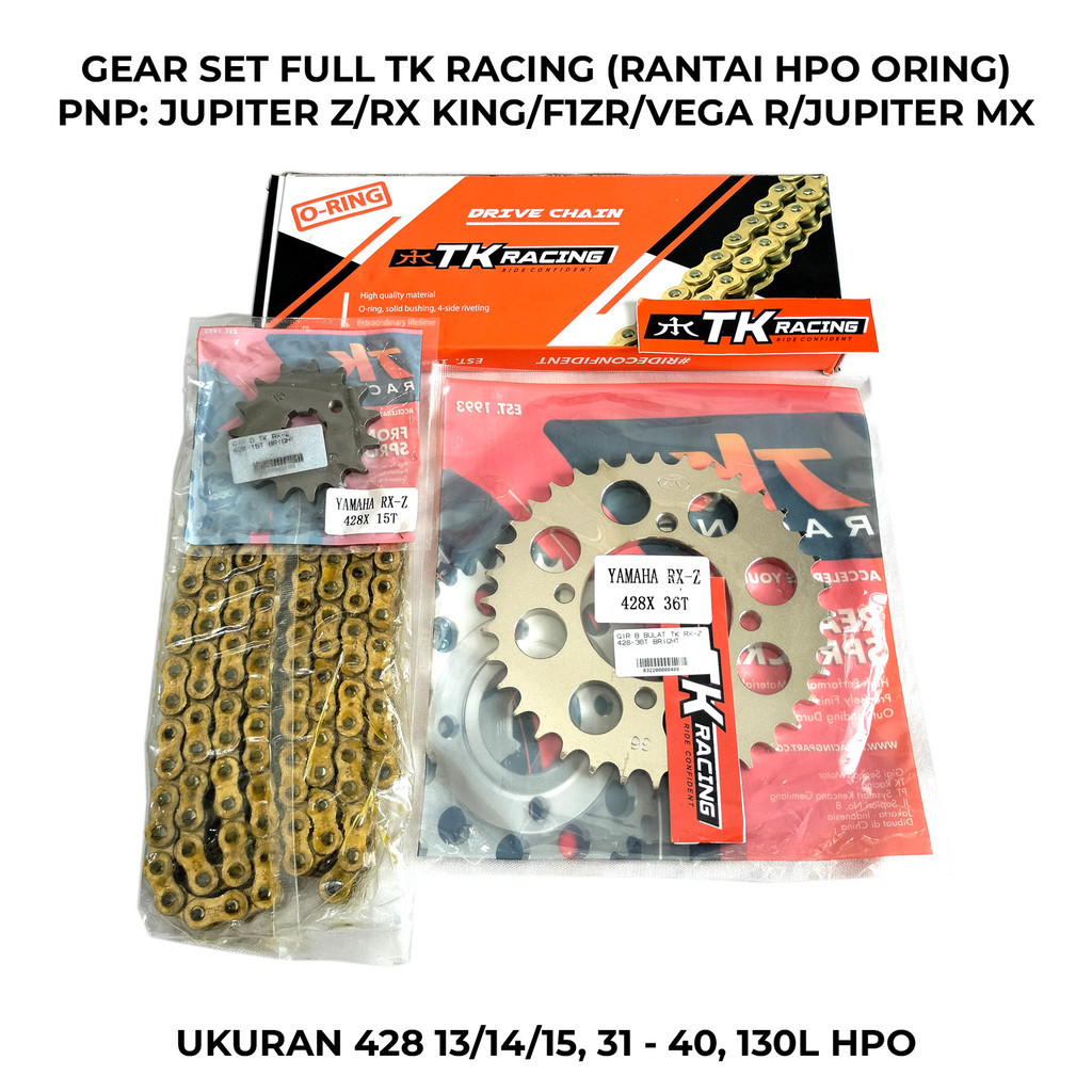 Gear Set 428 TK Racing RX King Jupiter Z F1ZR Jupiter MX Vega R Ukuran Depan 13/14/15/16 Belakang 31