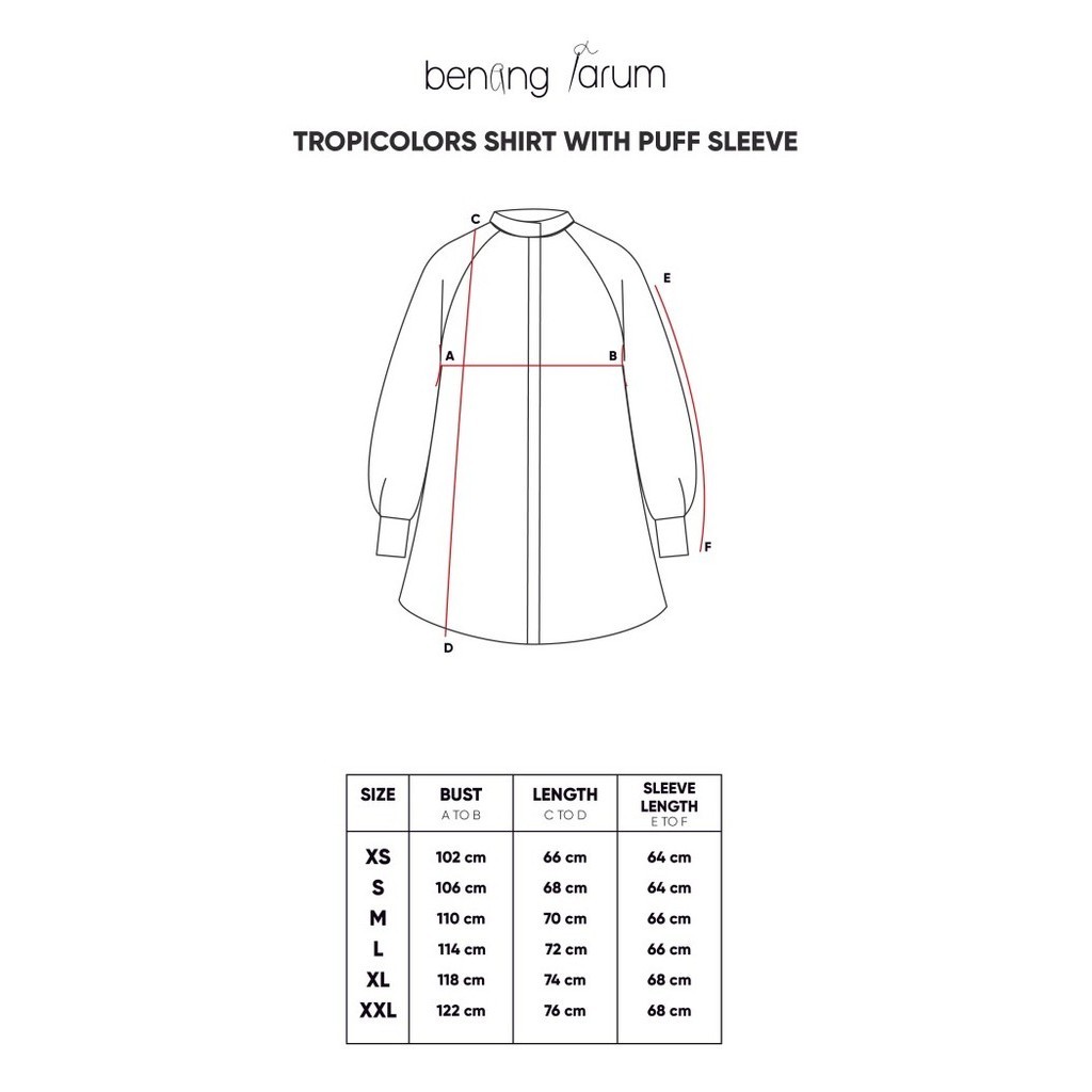 Benang Jarum - Tropicolors Shirt with Puff Sleeve - Orange - M