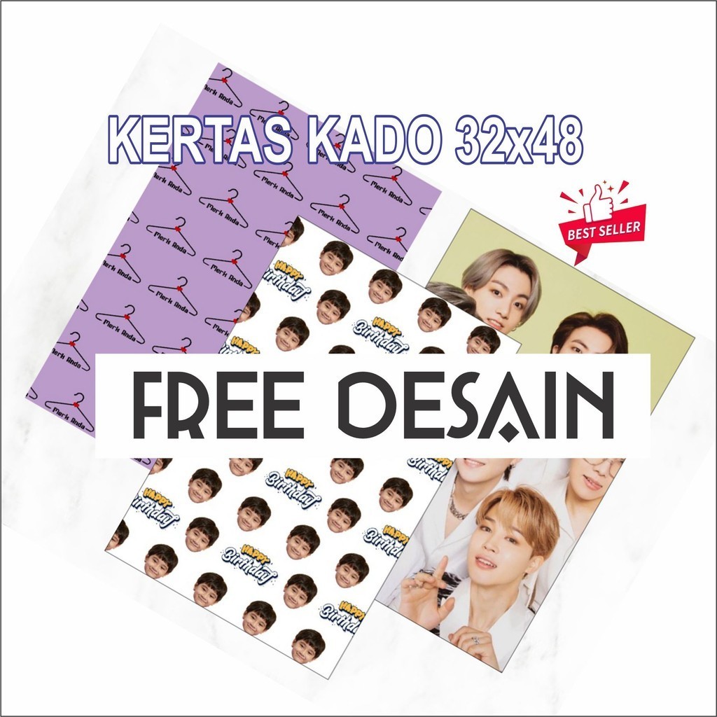 

LABELPRINT- Cetak Print Kertas Kado Custom Free Edit Design ukuran A3+ A3 32x48 cm WRAPPING PAPER CUSTOM