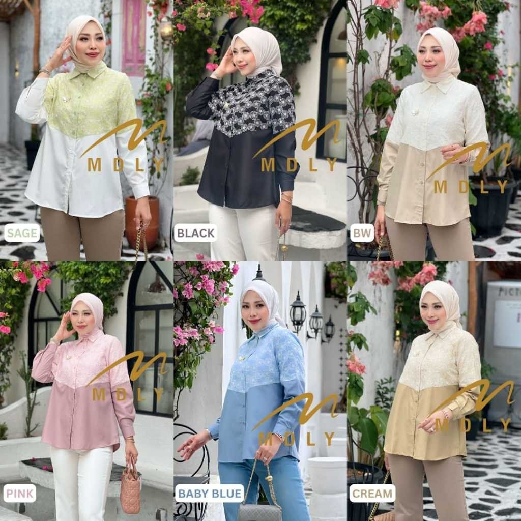 Baju atasan MDLY Terbaru Baju kemeja atasan wanita Lynni Shirt By Mdly