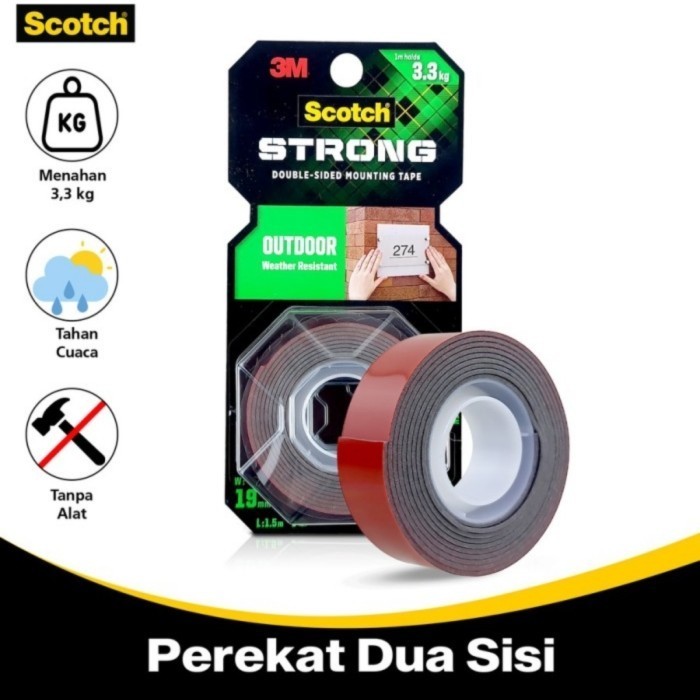 

3M double tape scotch strong outdoor 19mm×1,5M Outfoor Tape 411-S19