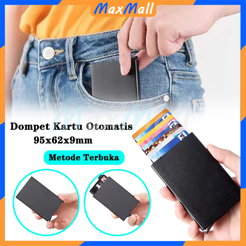 Aluminium Card Holder Auto Pop Up Dompet Kartu Otomatis Card Holder Premium Aluminium
