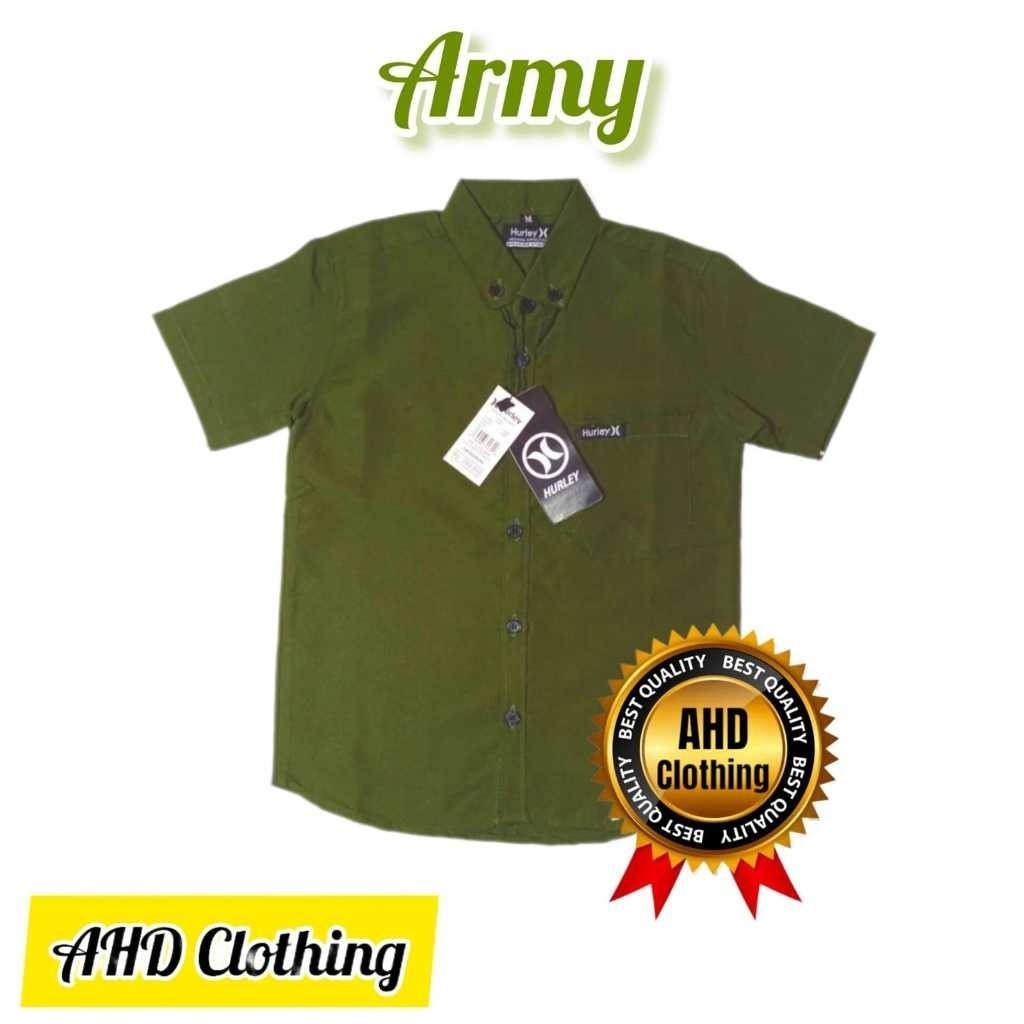 Kemeja lengan pendek anak warna hijau army usia 1-14 tahun | hem anak | kemeja anak cowok | kemeja a