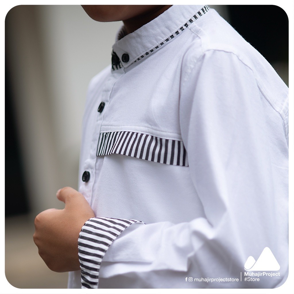 Kids Striped Shirt White LS