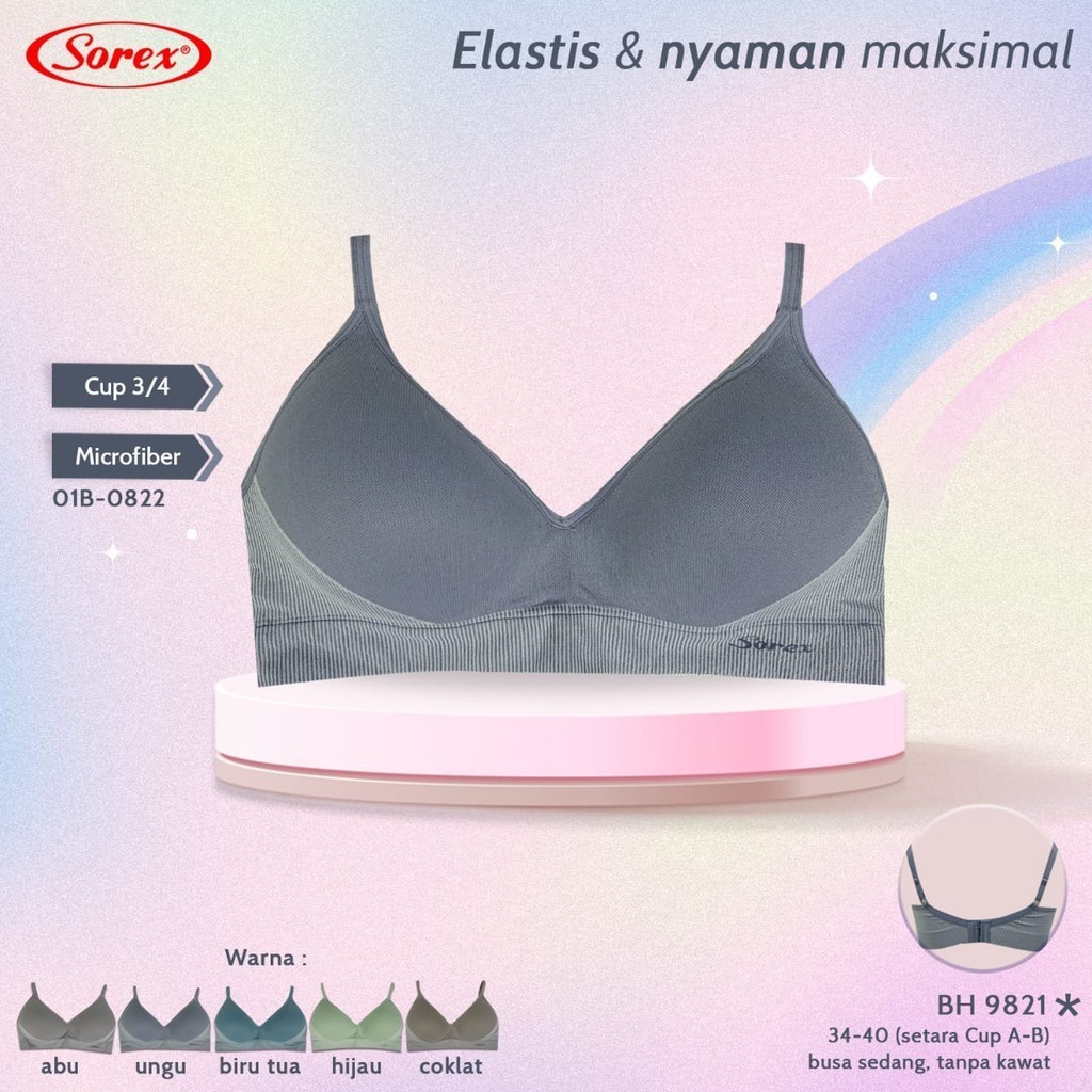 Sorex Bra /BH Wanita 9821 Underwear busa tanpa kawat terbuat dari bahan berkualitas yang nyaman