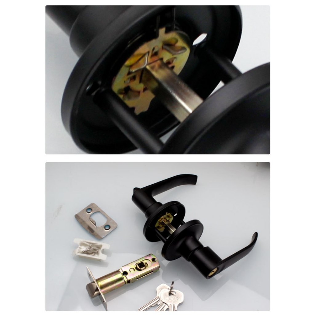 Kunci handle minimalis hitam pintu kamar mandi pvc baja kayu model gagang lock knop putar