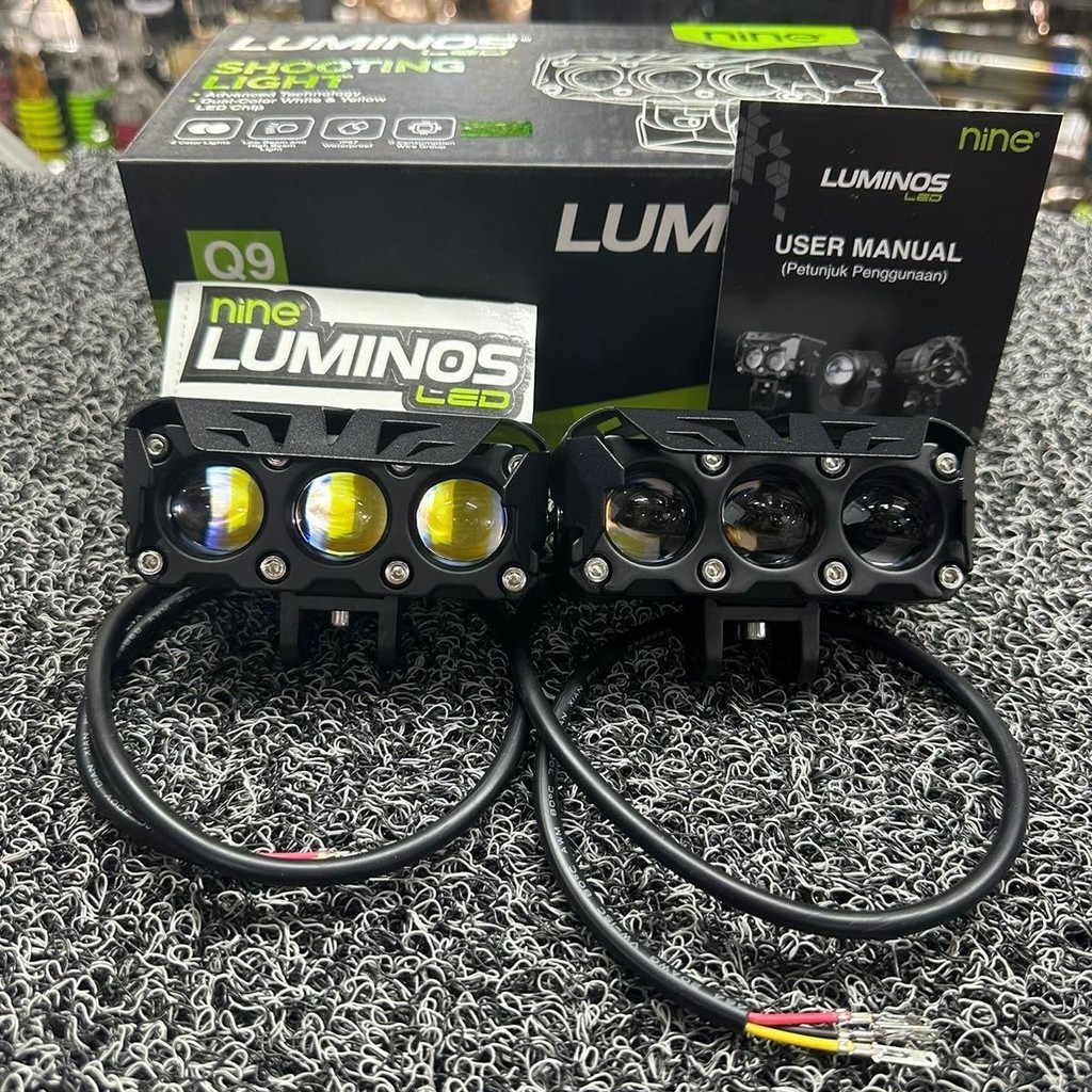 Lampu Tembak LUMINOS Q9 Led 3 Mata 2 Warna