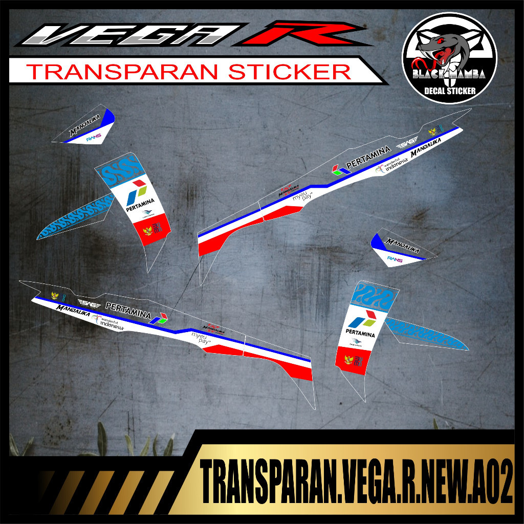 STRIPING TRANSPARAN VEGA R NEW MOTIF PERTAMINA MADALIKA VARIASI TRANSPARAN VEGA R NEW CODE A02