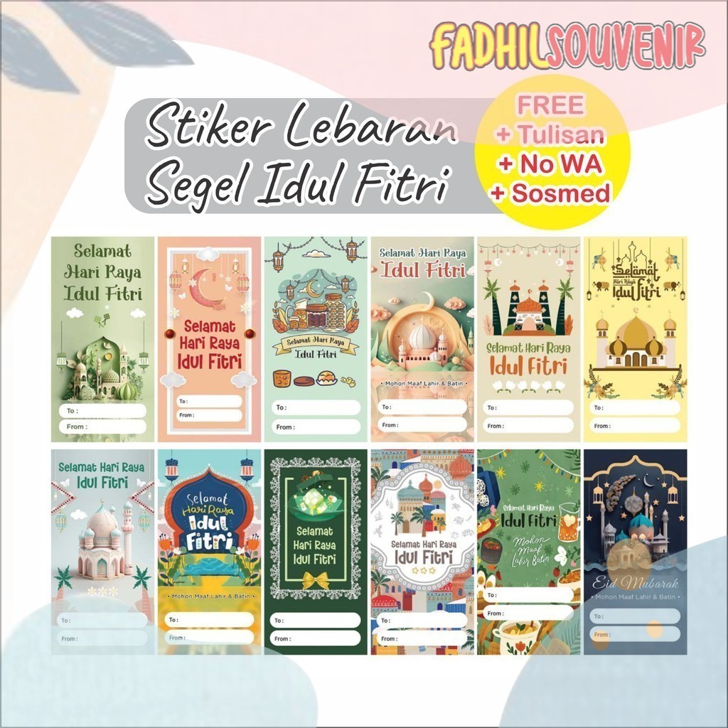 

Ready (33 & 24 Pcs) Stiker Segel Kardus Stiker Segel Packaging Tema Lebaran Idul Fitri Fadhil Print