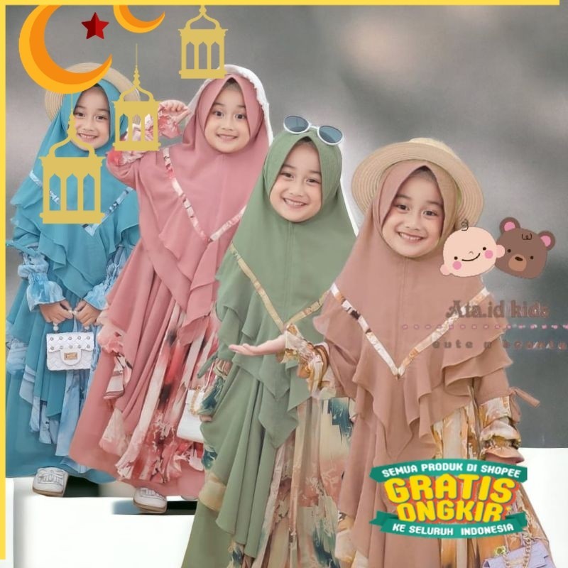 [ ata.id kids ] Laluna kids dan Laluna series Laluna vol. 3 setelan gamis muslim ceruty premium free