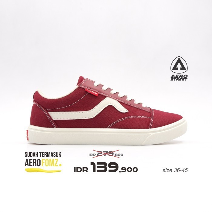 Aerostreet 37-44 Massive Low Merah Maroon Natural - Sepatu Sneakers Casual Pria Wanita Aero Street 2
