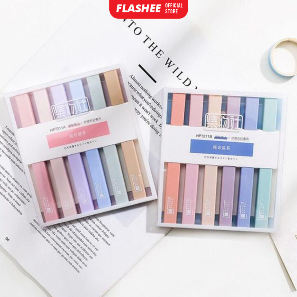 

Flashee Highlighter Spidol 6 PCS Highlighter 2 In 1 Double Brush Spidol Warna Pastel