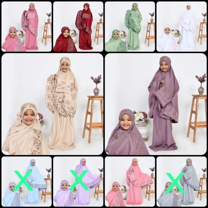 mukena khadijah anak bordir warna