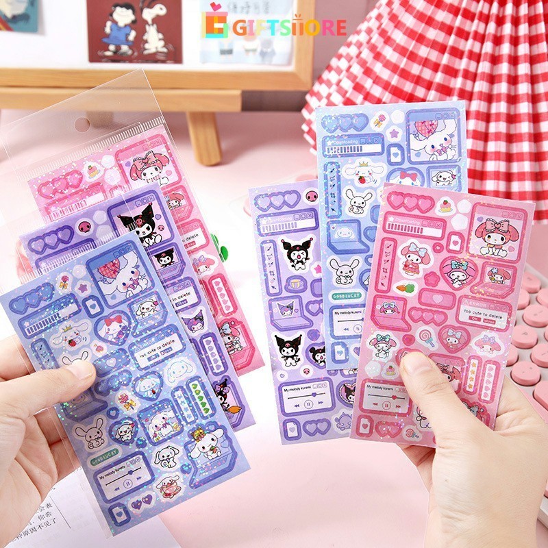

COD ✨Stiker Laser Glitter Sanrio Stiker Kartun Lucu Stiker Dekorasi Kartu Album KPOP Stiker Scrapbook Anti Air Dekorasi Handbook Scrapbook-GS