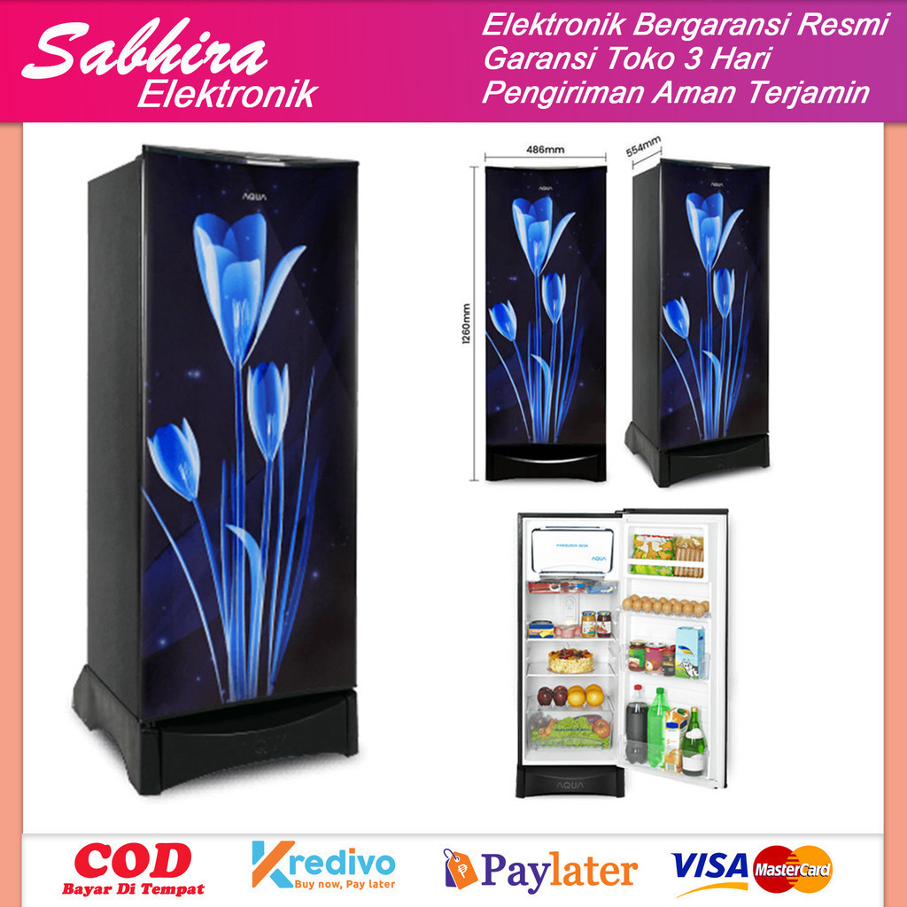 Kulkas 1 pintu aqua 162 liter model aqr d190 lk/lb garansi resmi
