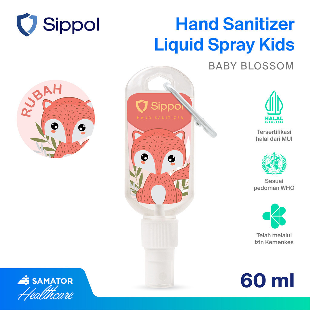 Sippol Hand Sanitizer Kids 60 ml [Baby Blossom] [Rubah] / Antiseptik Pembersih Tangan Anti Bakteri B