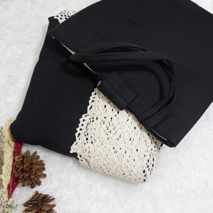 Mukena Dewasa Katun Premium Polos Mukenah Jumbo Bahan Adem Terlaris - Hitam