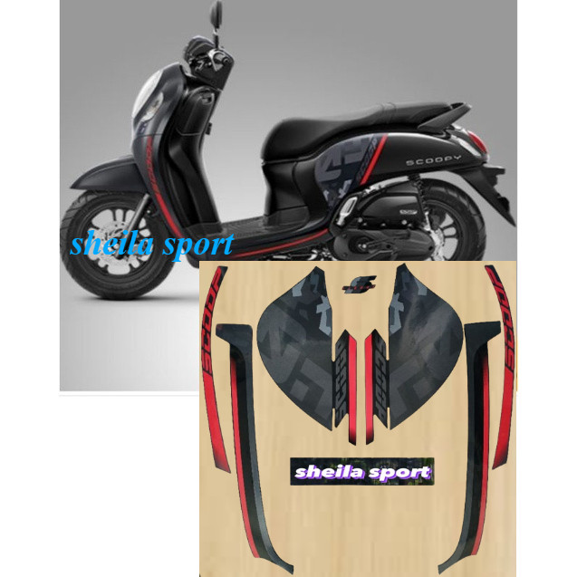 Striping scoopy scopy stiker Honda Scoopy hitam sporty black tahun 2020 2021 kualitas bagus