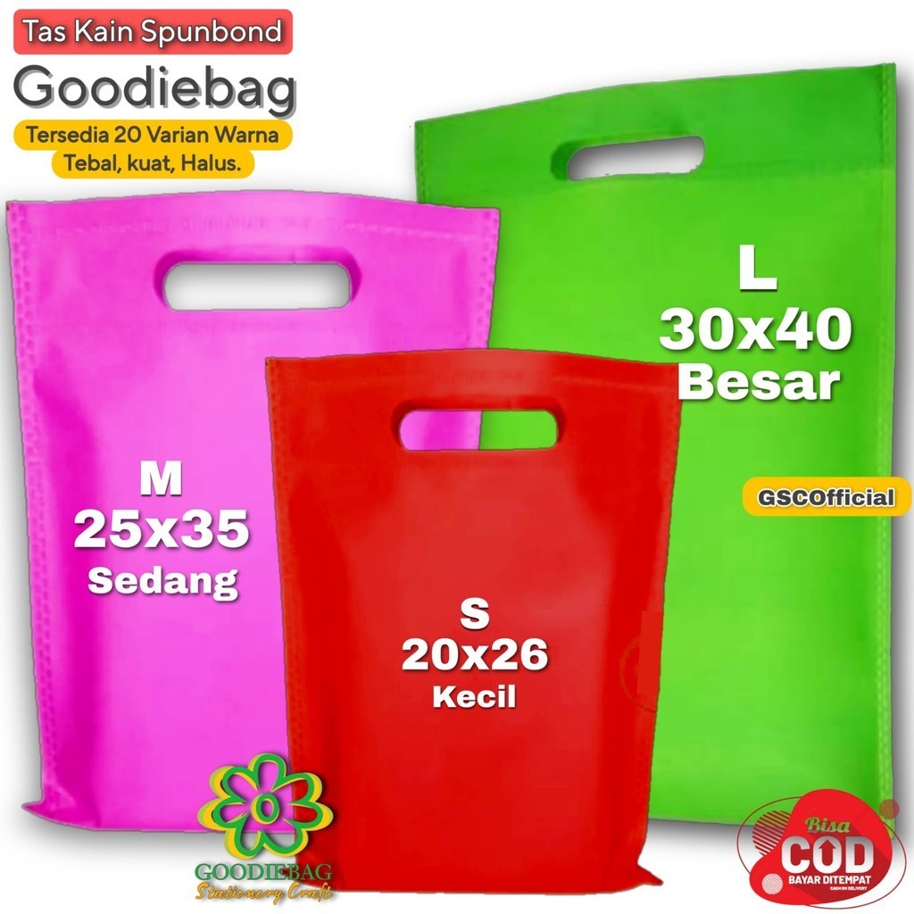 

Kodian 20 Tas Goodie Bag Tas Kain Spunbond OvaL 20x26 25x35 30x40 Untuk Souvenir Snack Pesta Ultah