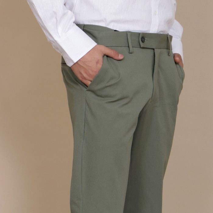 BlueButton Smart Chino Ankle Pants Slim Fit Celana Panjang Pria - Sage - Grey,28