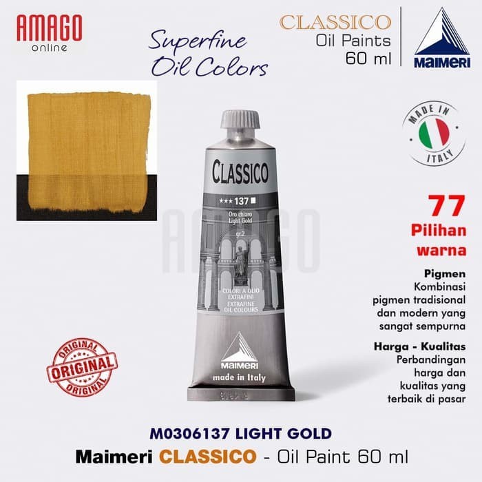 

Cat Minyak Lukis MAIMERI Classico - Oil Paint - Light Gold - 60ml - M0306137