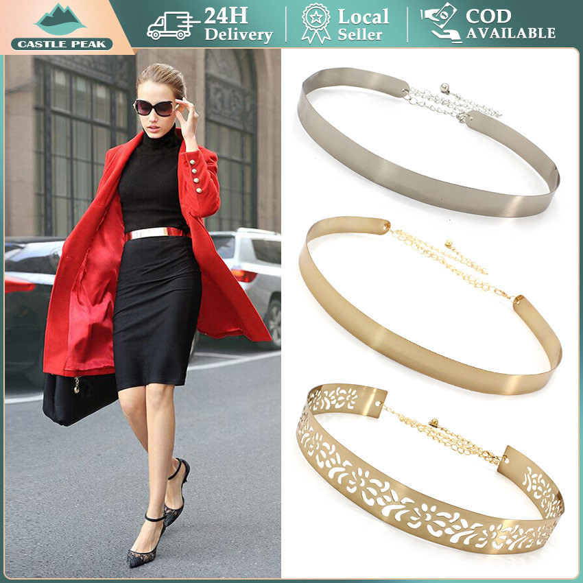 Ikat Pinggang Sabuk Belt Plat Gesper Wanita Rantai Fashion Korea Cewek Obi Ring Emas GOLD Gasper Kek