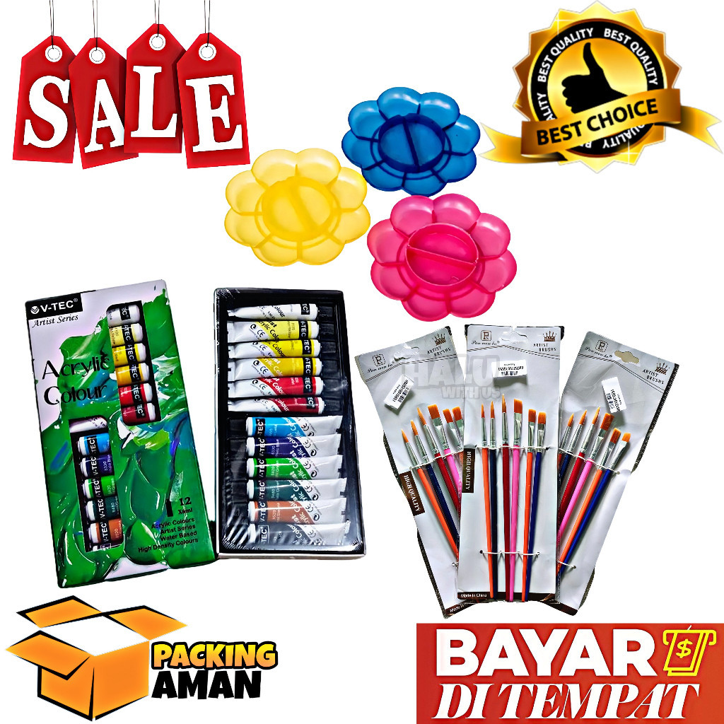 

[PROMO DISKON 50%] (BISA COD) PROMO 1 Set 3 In 1 Cat Akrilik Cat Acrylic Palet Kuas Set Melukis Lengkap / Kuas Cat Palet [BISA COD MURAH]