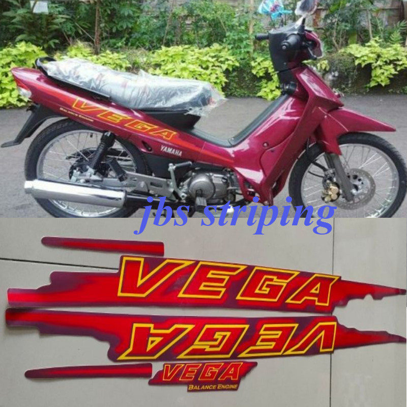 striping vega lama stiker yamaha vega lama old thn 1998 1999 merah sticker motor vega old