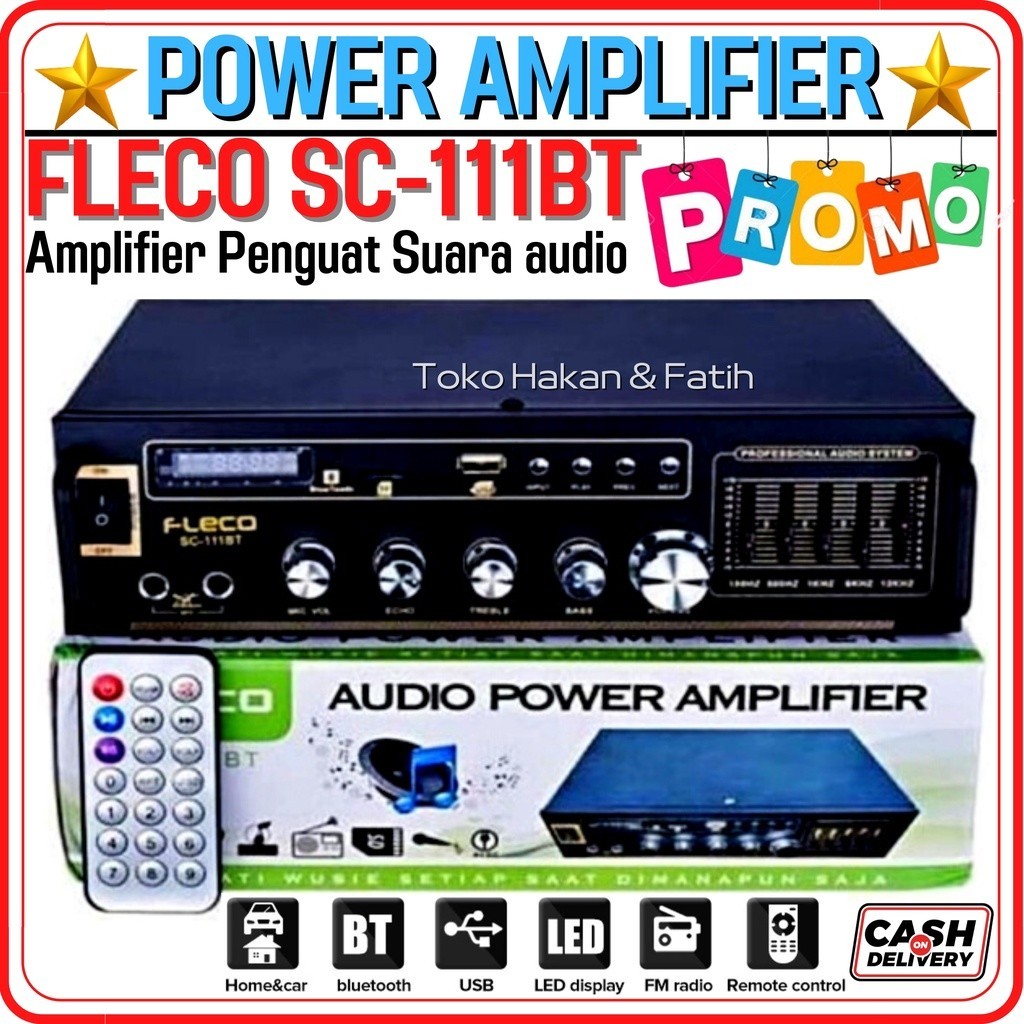 Jh Rdm Audio Power Amplifier Ampli Fleco SC-111BT - Fleco Amplifier Bluetooth Mini SC 111 BT Stereo Karaoke - AMPLIFIER RUMAH - AMPLI BLUETOOTH - AMPLIFIER MURAH ~THF