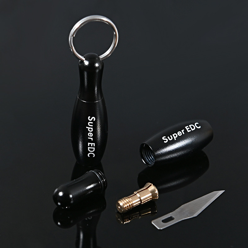 Tegoni Pisau Cutter Mini Pocket Knife Model Gantungan Kunci - EO275 - Black