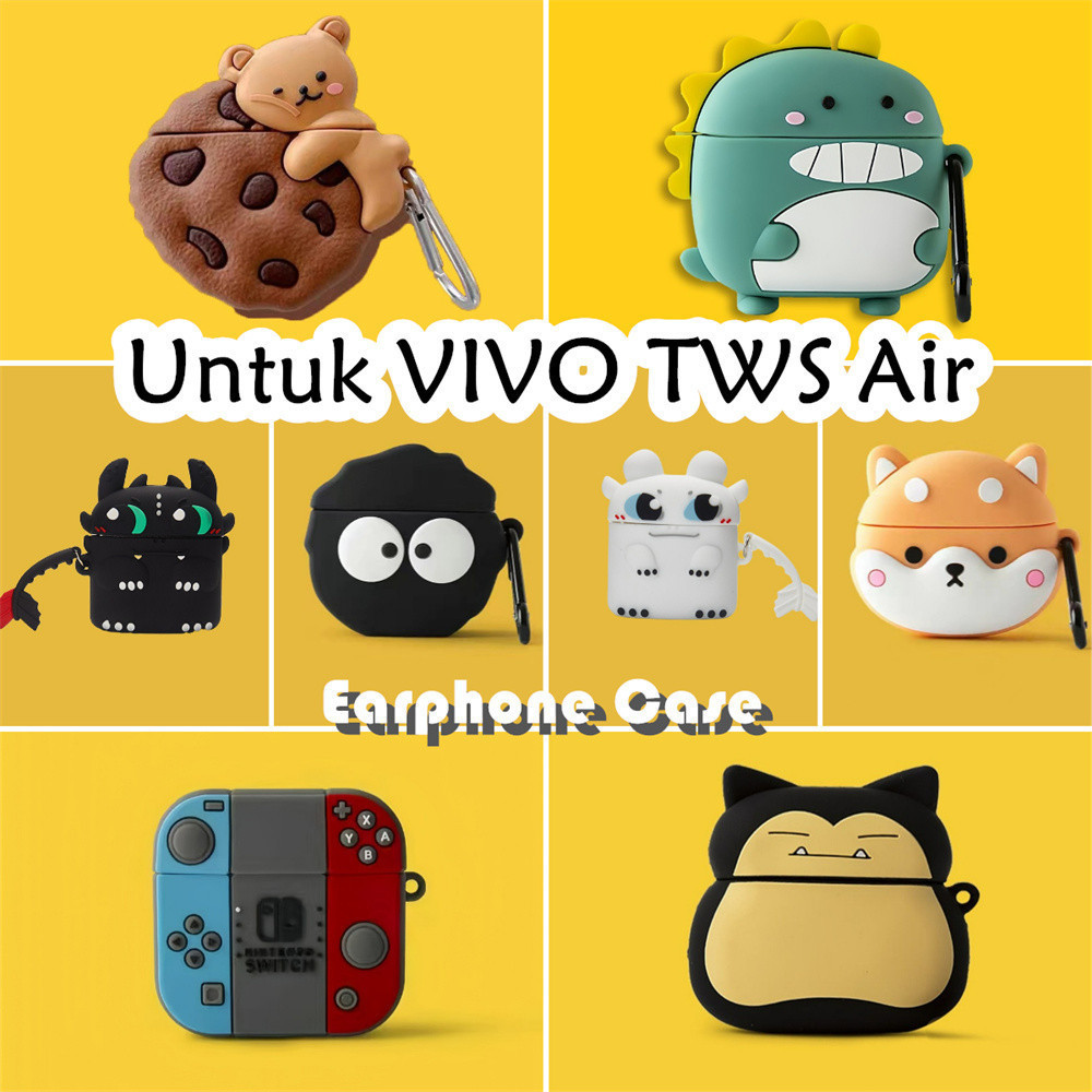 【distinctive】Untuk VIVO TWS Air Case Casing Lucu Kartun Naga Hijau Soft Silicone Kasus Telpon teling