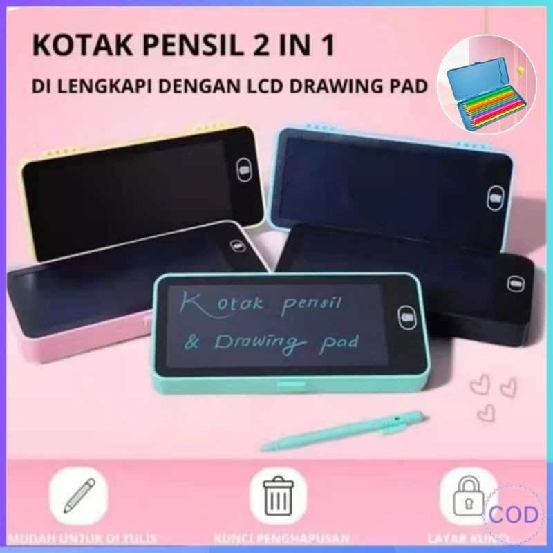 

[COD] Tempat Pensil 2 in 1 Lcd Pen Case Drawing Pad Kotak Pencil Anak Writing