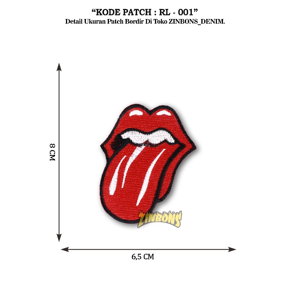Bordir ROLLING STONES PATCH BORDIR EMBLEM BORDIR ROLING STONES PATCH IRON PATCH MUSIK TEMPELAN TAS J