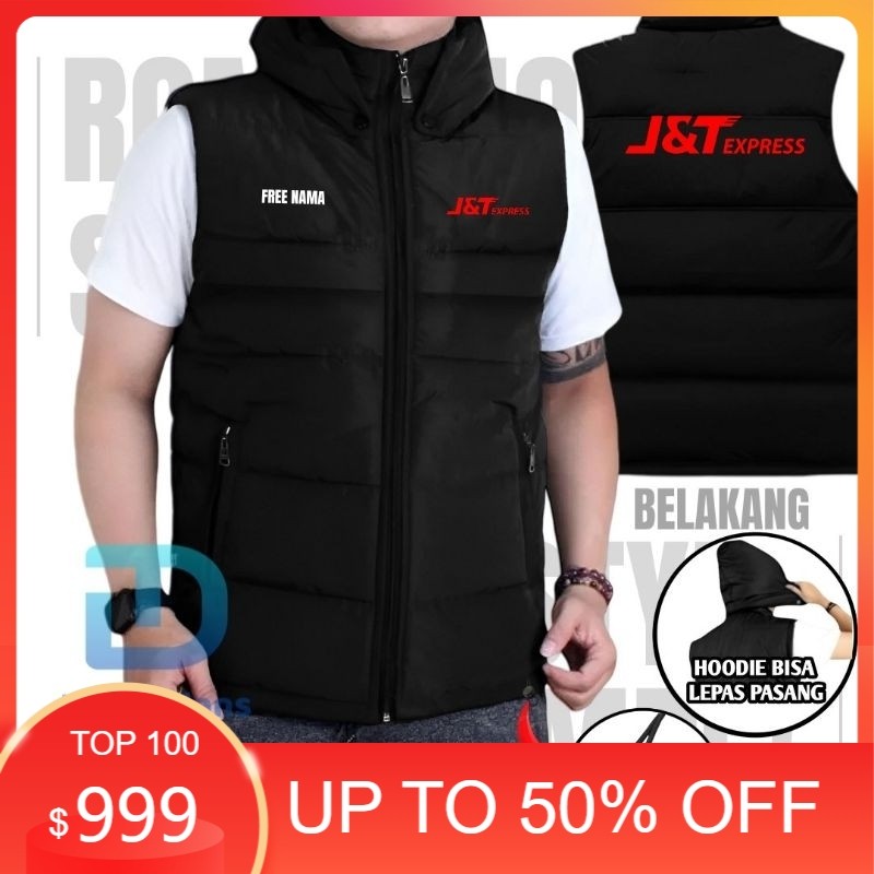 ROMPI JNT J&T XPRESS FREE NAMA KURIR EXPEDISI EXPRESS HOODIE BISA LEPAS PASANG