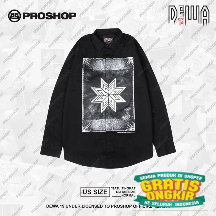 TPK/PROSHOP | LONG SHIRT LASKAR CINTA DEWA 19 | KEMEJA PRIA DISTRO | HITAM - S/ bsar jumbo mantel ja