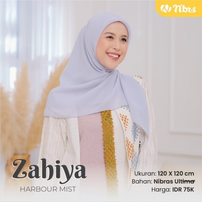 Nibras Hijab Zahiya Warna Ungu Tua Eggplant Jilbab Segiempat Pastel - Ungu Eggplant