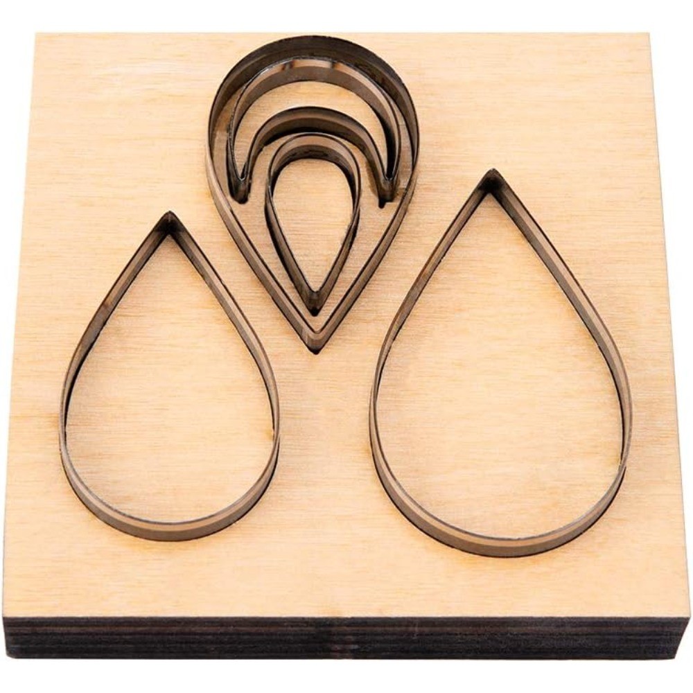 

Scrapbook Embossing Wooden Die Cutting Leather Mold, Drop Shape Cutting Mold for Earring Jewelry DIY Leather Crafts Making,
