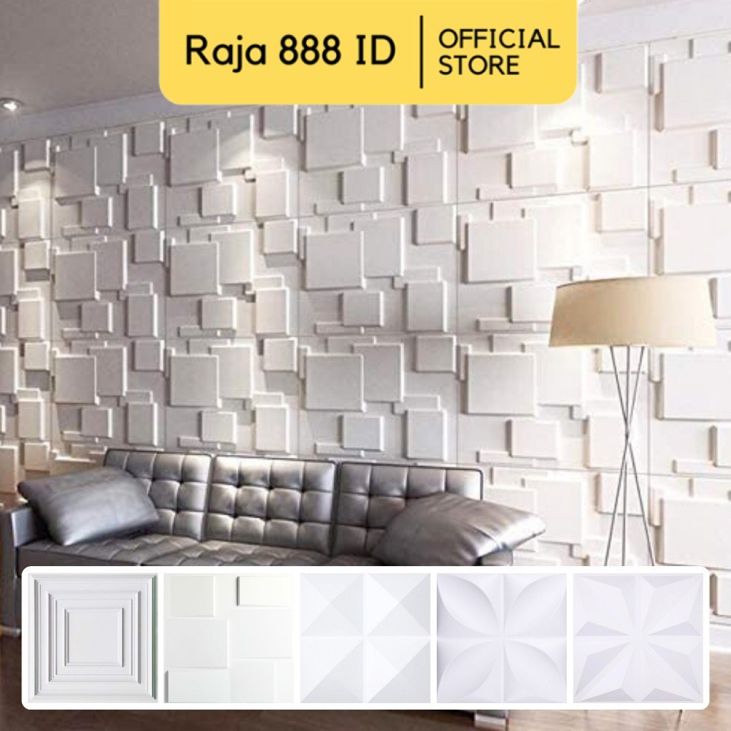 RAJA888 [12 Motif] 3D Wallpanel Dinding PVC 50x50 cm Solid Wallpaper Dinding Dekorasi Premium Wall P