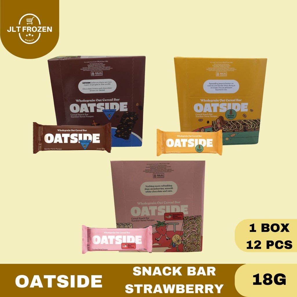 

Oatside Snack Bars BOX / Cereal Snack Bar Rasa Peanut Butter / Chocolate / Strawberry 18G 1 BOX / 12 PCS