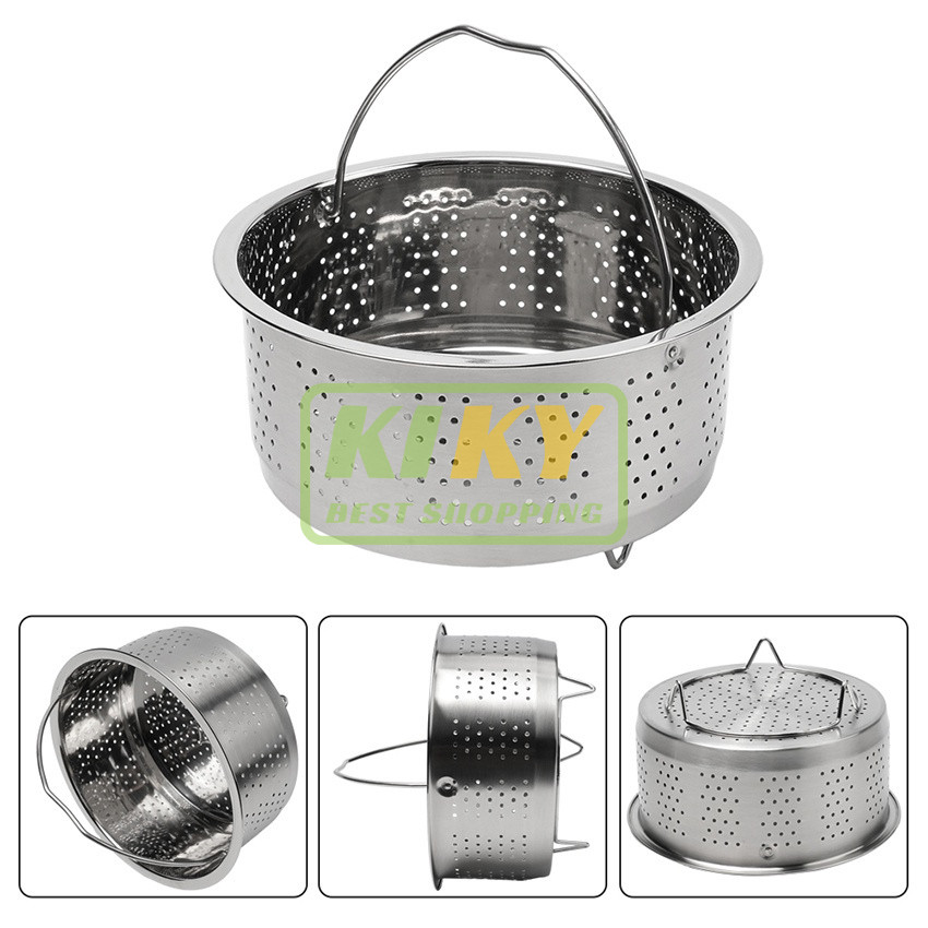 Keranjang Steamer Bahan Stainless Steel 1 / 2 / 3 Liter Untuk Panci Instan Nasi Kukus Panci Kukus