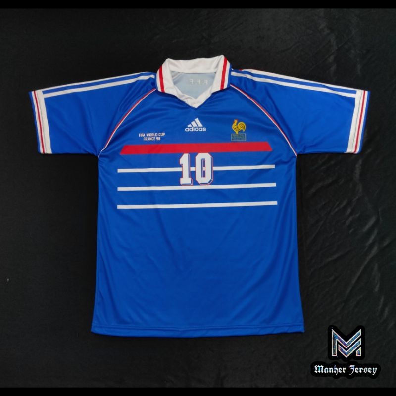 Jersey Perancis France Retro 1998 Full Printing Custom