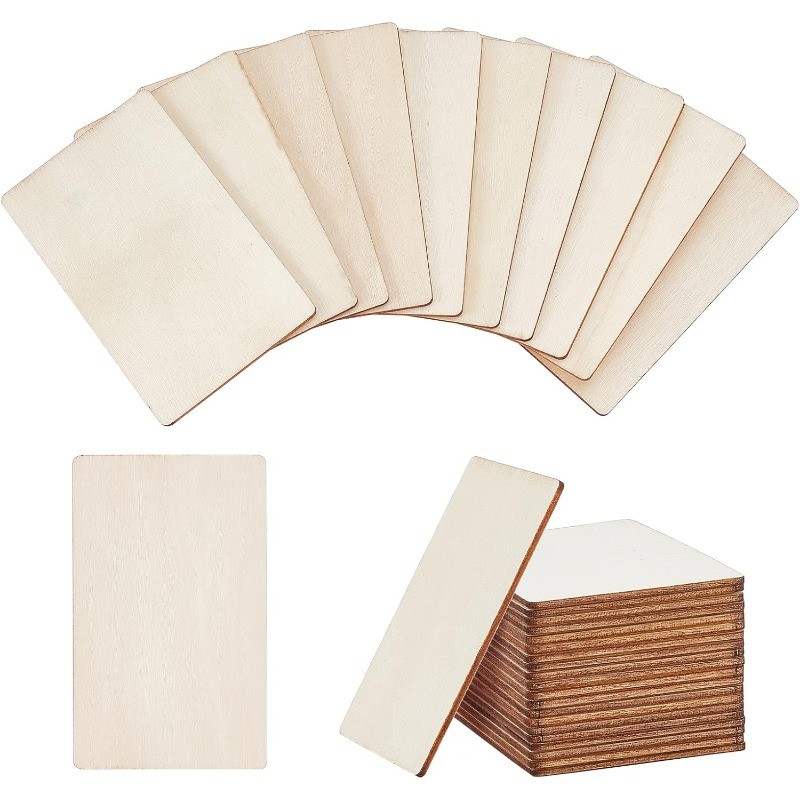 

30 Pcs Wooden Blanks Business Cards Blanks Name Card Laser Engraved Business Card Rectangle Unfinished Wood Pieces
