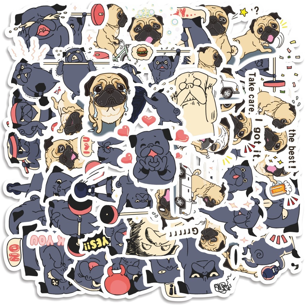 

COD 50 Pcs Stiker Cute Pug Funny Dog V8 Lucu Anti Air Untuk Dekorasi Notebook Sepeda Skateboard Handphone