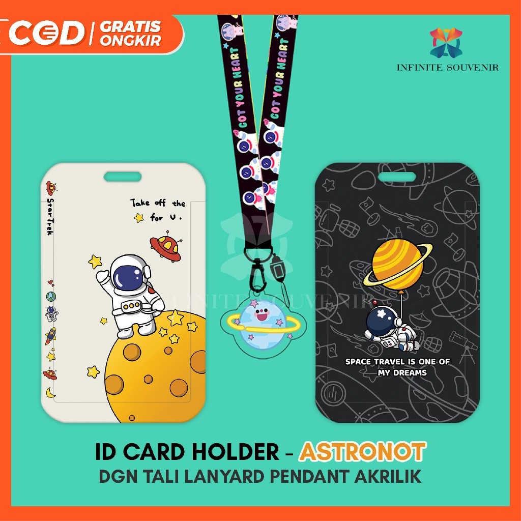 

[N003] ASTRONOT / Name Tag Card Holder Motif Space Human / Outer Space dengan Tali Lanyard Pendant Akrilik / ID Card Holder Tali Gantungan Acrylic Bunny / Rabbbit Lucu / Nametag / Tempat Kartu Flazz / Emoney