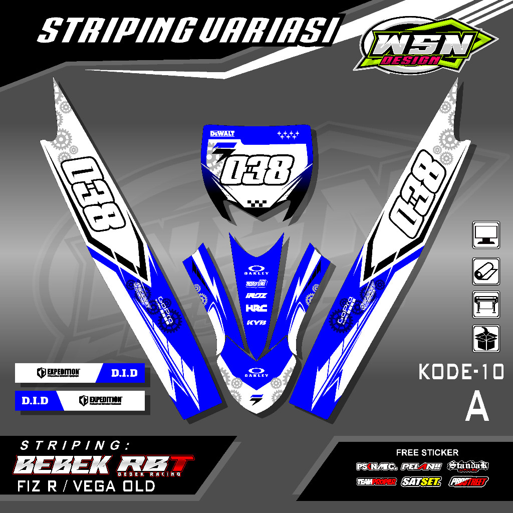 Sticker Striping  MOTOR FIZ R - VEGA OLD RBT BEBEK MODIF SUPERMOTO KUALITAS PREMIUM