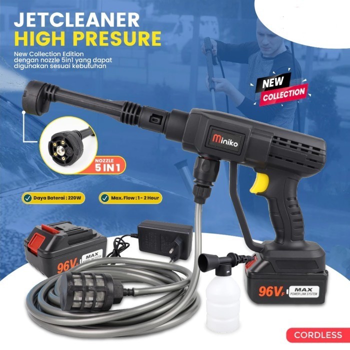 cordless jet cleaner alat cuci motor mobil miniko 96vf 2batterai