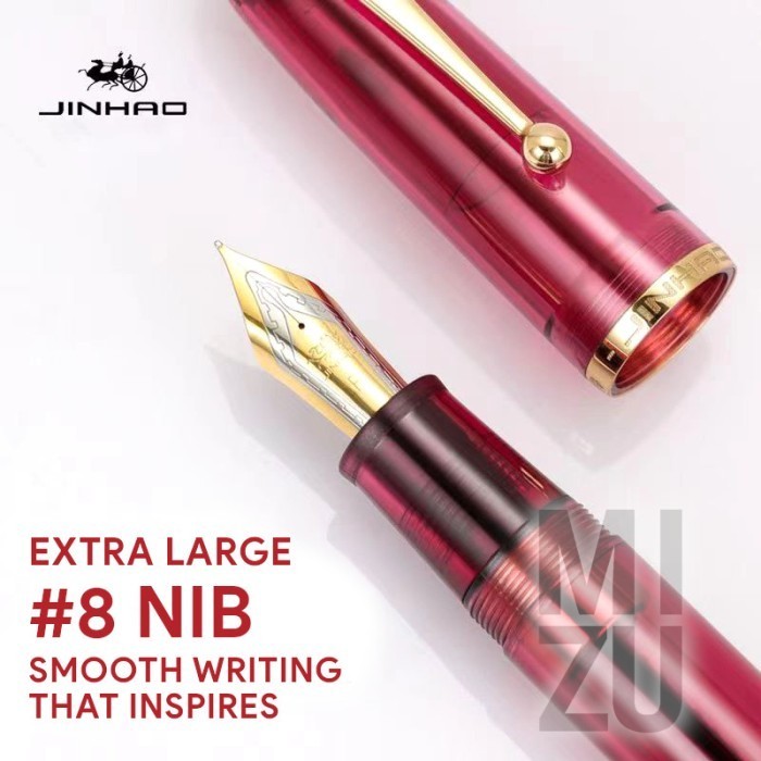 PROMO -JINHAO 9019 AVENUE DADAO #8 Nib Fountain Pen Jumbo - SOLID BURGUNDY, F 0.50