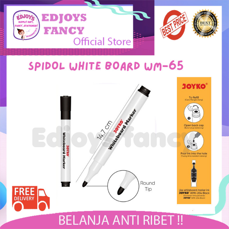 

Joyko Whiteboard Marker Spidol Papan Tulis Joyko Bisa Dihapus Round Tip and Refillable Bisa diisi ulang WM 65