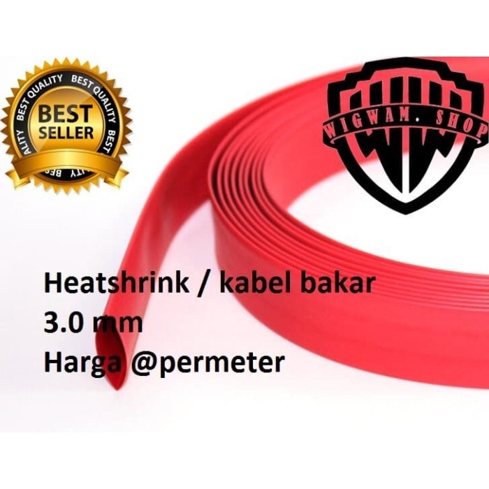 Heatshrink Selongsong Kabel Bakar 3 mm @meter (Merah)